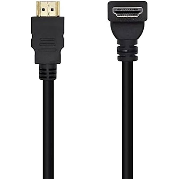 AISENS HDMI 2.0 4K kabel - 2m - Sort - Vinklet stik - Bagudkompatibelt - Høj transmissionskvalitet Svart