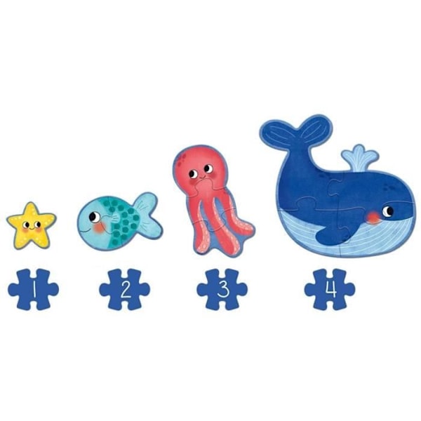 XXL Pussel - Ocean - GOULA - 4 element - 60 x 52 cm - För baby från 24 månader till 2 år Flerfärgad