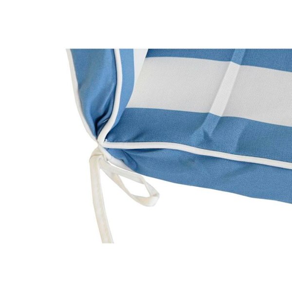 Stolsdyna - DKD Home Decor - Randig - Vattentålig - Polyester - Rektangulär vit/himmelblå
