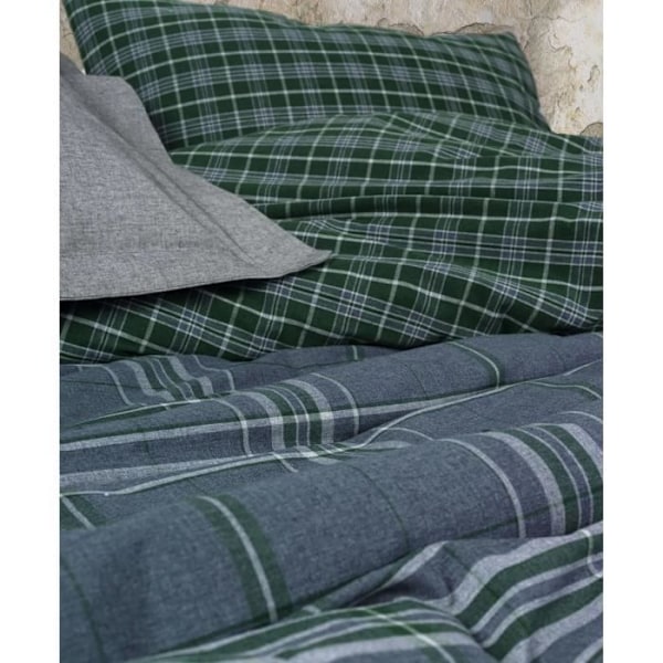 Sengetøjssæt - 1 dynebetræk 220 x 240 cm + 2 pudebetræk 60 x 60 cm - 50% bomuld, 50% polyester - Blå Blå