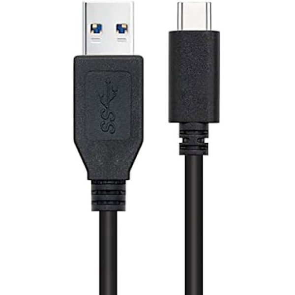 Nanokabel 10.01.4002 - USB 3.1-kabel, Gen2 10 Gbps 3A, Typ USB-C/M-A-M/M, svart, 2 m