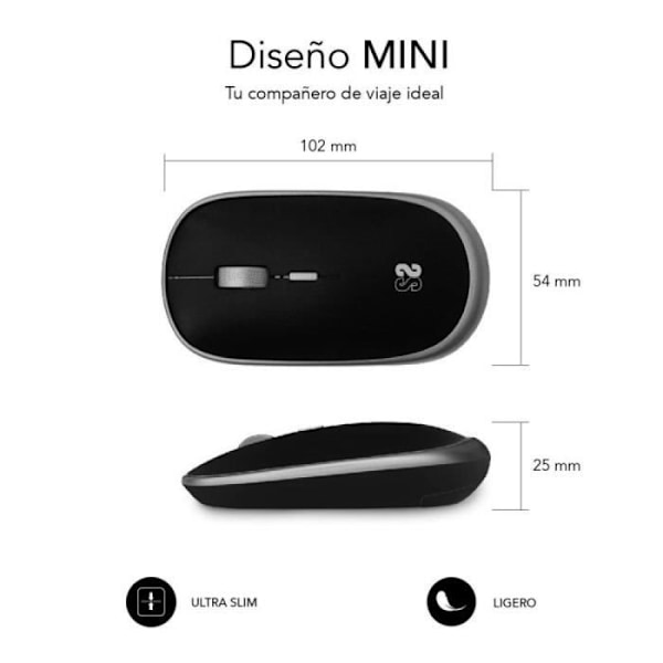 Trådløs mus - SUBBLIM - SUBMO-RFM0002 - 1600 DPI - Let - Stille Sort, Grå