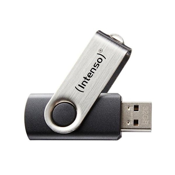 USB-avain - INTENSO - BASIC LINE - 32 Gt - USB 2.0 - Lukunopeus 28 MB/s musta, Hopea