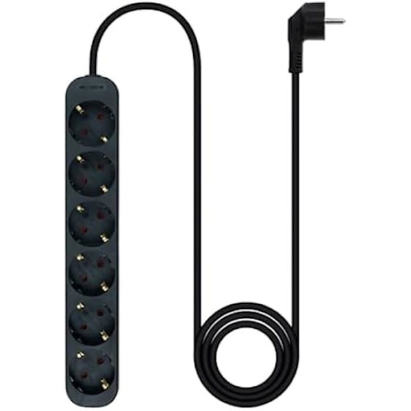 NANOCABLE 10.37.0006-NS-BK - Strømskinne med 6 stikkontakter, 1,4 m, sort Svart