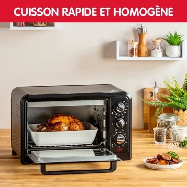 MOULINEX Optimo El-ovn, Fritstående, 19 L, Kompakt, konvektionsvarme, 6 tilstande, Termostat 240 °C, Timer OX444810 Svart