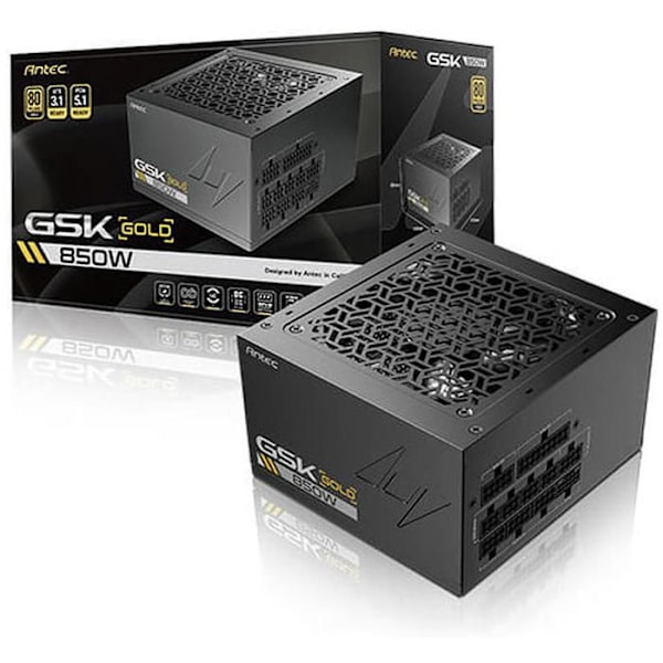 GAMING STRØMFORSYNING ANTEC GSK850 EC 80+ GOLD, ATX 3.1 FULL MODULÆR Sort
