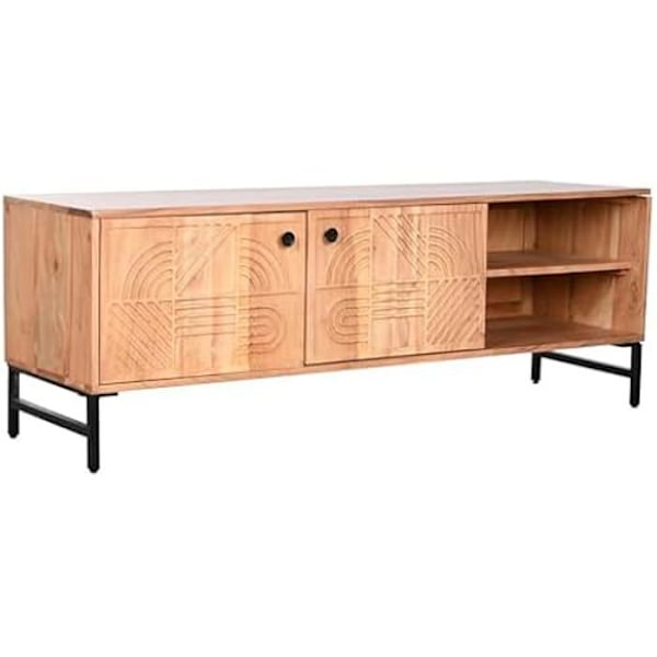 TV-møbel - HOME ESPRIT - Mørkebrun - Akacie - 152 x 39 x 45 cm - Firkantet Flerfärgad