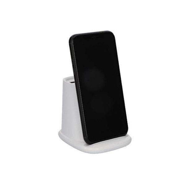 Trådløs oplader - KSIX - 10 W - Skridsikker - 2 x USB - Kompatibel smartphone Hvid