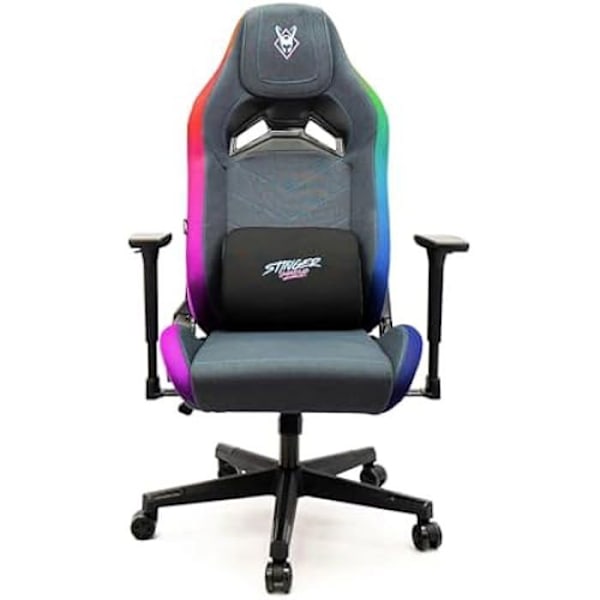Gaming stol - WOXTER - Stinger Station Elite RGB - Anti-Stain stof - 3D armlæn - RGB LED lys Blå/rosa