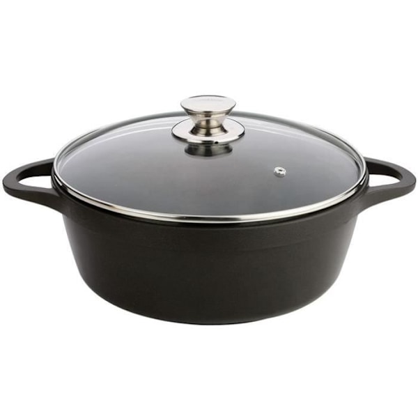 Gryde - VALIRA - Høj induktion D: 24 cm - Støbt aluminium - Økologisk non-stick belægning Svart