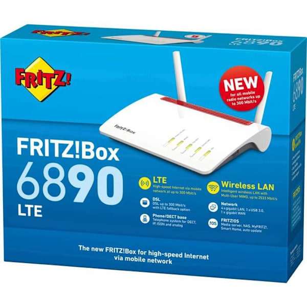 Langaton AVM FRITZ!Box 6890 LTE -reititin - kaksikaistainen - VoIP