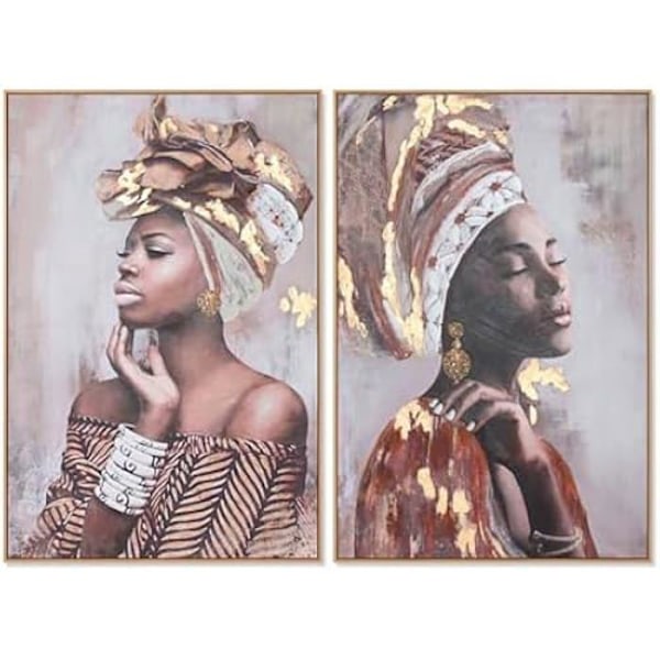 Tavleau - HJEM ÅND - Afrikansk kolonial - 80 x 120 cm - Multifarvet - 2 enheder mångfärgad