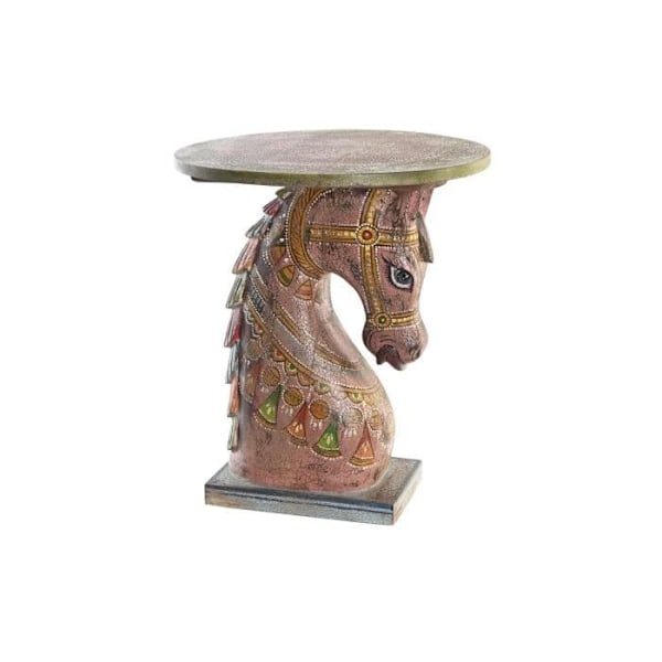 multifarvet indisk sidebord, rødt mangotræ 39 cm