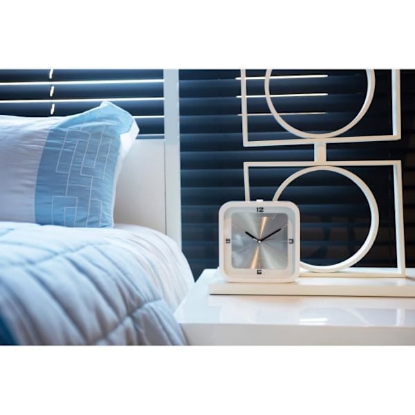 NeXtime - Bordur - 20 x 20 x 6 cm - Træ - Hvid - 'Square Alarm' Vit
