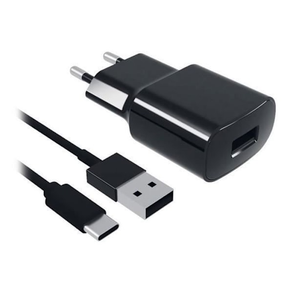 Vægoplader + 2A USB C Kabel Sort Sort