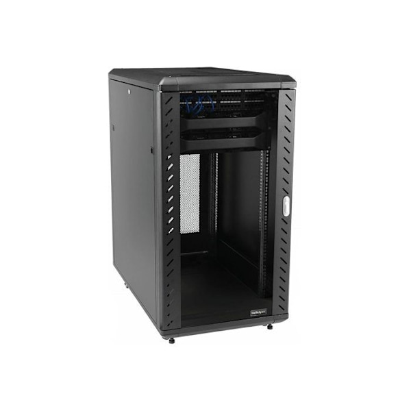 startch 18u server rack skab - inkluderer hjul nivelleringsfødder sort sort Sort