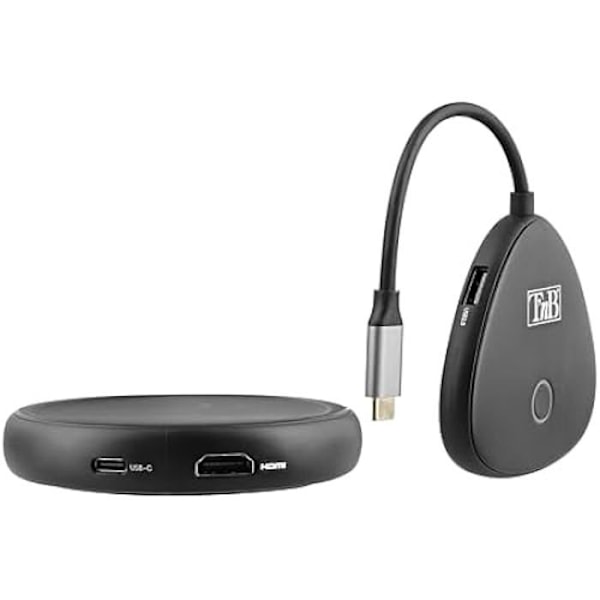 Trådløs HDMI-skærmdeling - T'nB - 4K - USB-C - Sort - 20 meters rækkevidde