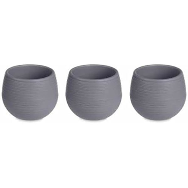 Blomkrukor - IBERGARDEN - Set om 4 - Plast - Antracit - 16,5 x 16,5 x 14,5 cm Antracit