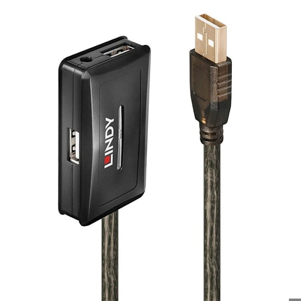 LINDY USB 2.0 forlænger med hub 10m
