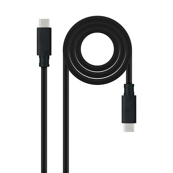 NANOCABLE, SÄTT ATT ANSLUTA 10.01.4102 Dubbel USB 3.1 Gen.2 Typ C Hane-kabel 2m Svart 5A 4K-60Hz 10Gbps 5A 10.01.4102 2m Svart