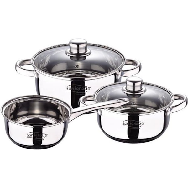 San Ignacio Cassel Induktionskokkärl set 5 st rostfritt stål: hink Ø16x7,5 kastruller Ø18x8,5 och Ø20x9,5 cms