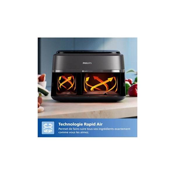 Philips Fryer - Dubbelkorg Airfryer - NA352/00 Svart