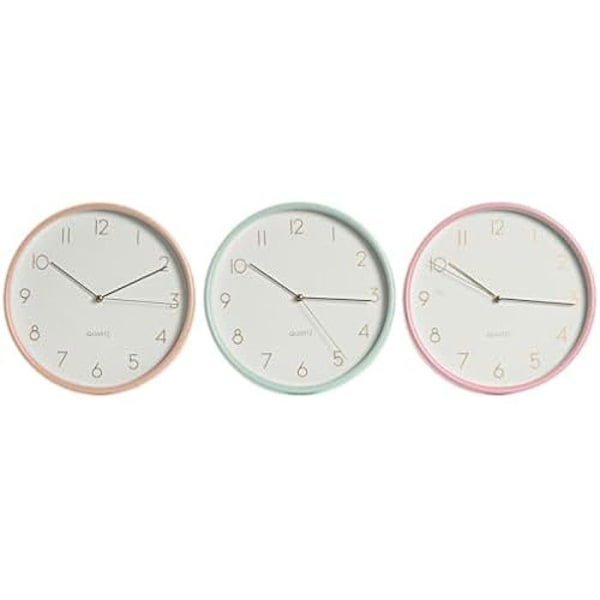 Seinäkello - HOME ESPRIT - Coral Mint Lilac - PVC - 25,5 cm - Nykyaikainen muotoilu Flerfärgad