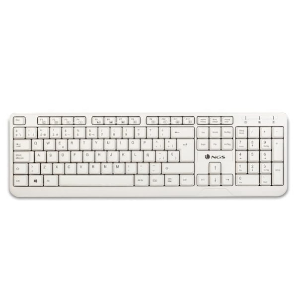 USB-tangentbord - NGS - Spike - QWERTY - 12 multimediatangenter - Kabelansluten - Vit Vit