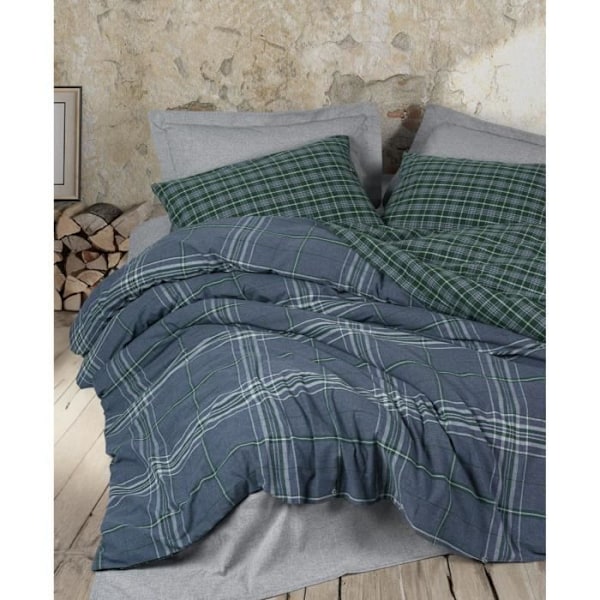 Sengetøjssæt - 1 dynebetræk 220 x 240 cm + 2 pudebetræk 60 x 60 cm - 50% bomuld, 50% polyester - Blå Blå
