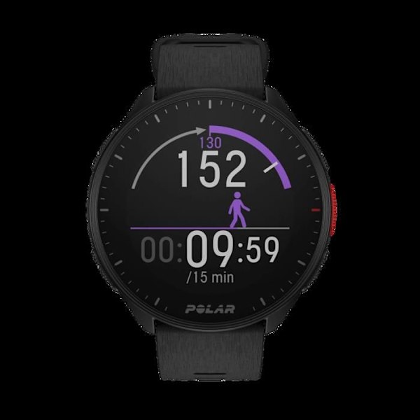Smartwatch - Polar - Pacer - Indbygget GPS - Herzfrequenz - Vandtæt op til 50m sort