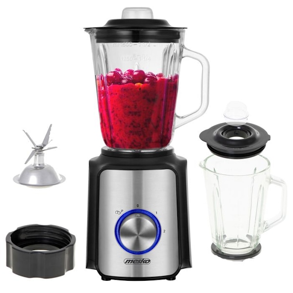 Mixeur Blender - Mesko - MS 4080 - 1200W - 1,5L - Svart/Silver - Iskrossningsfunktion