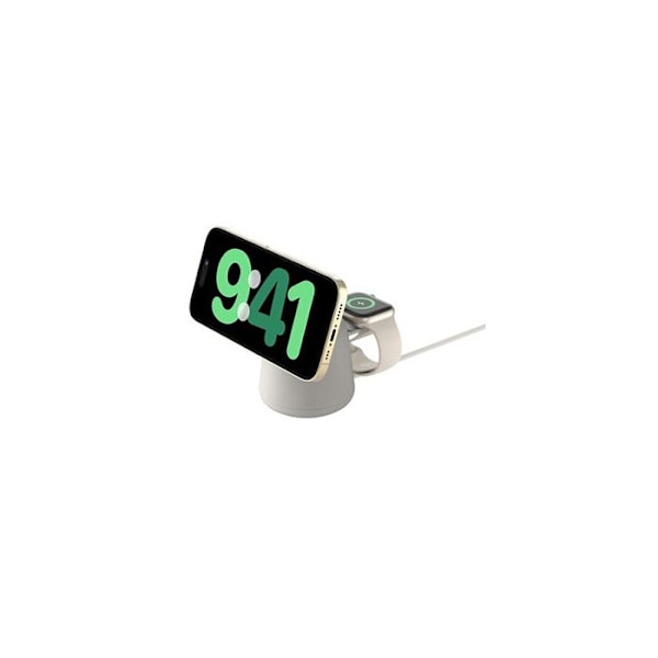 Trådlös laddningsstation - Belkin - BoostCharge Pro 2-in-1 - 15 Watt - med MagSafe - Certifierad MFI Vit