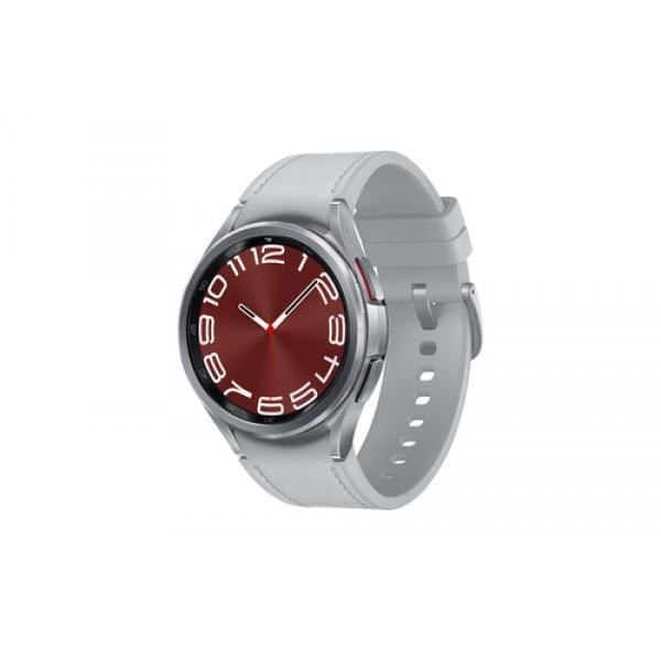 Samsung Galaxy Watch6 Classic. Pekskärm. Batterikapacitet: 300 mAh. Vikt: 52g. Bandets färg: Grå. Systemet
