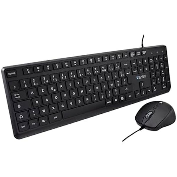 Tastatur og mus V7 CKU350ES Sort QWERTY Spansk - Kablet - 51 x 17 x 4 cm Sort