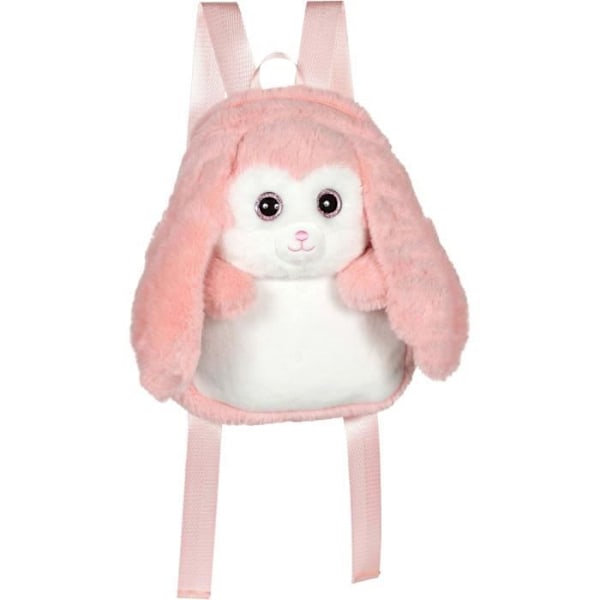 Fluffy Bag - GIPSY TOYS - Pehmustettu reppu - Vaaleanpunainen ja valkoinen pupu 30 cm Rosa, Vit