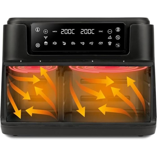 Luftfriture - Girmi - FG26 - 2400 W - 9 Liter - Digital skærm - Uden BPA-PFOA Svart