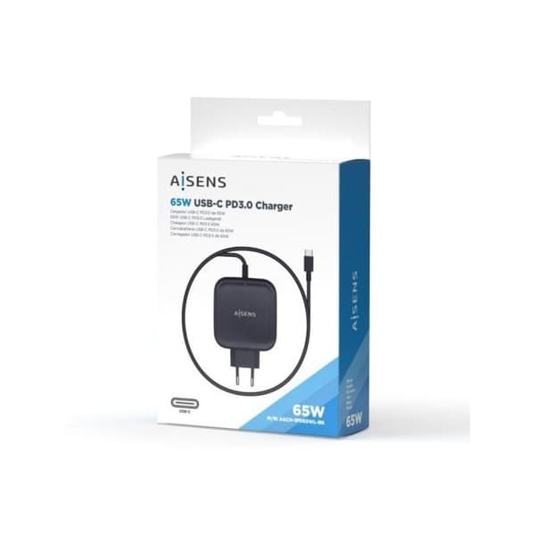 USB Type C-laddare - AISENS - Asch-1Pd65Wl-Bk - 65W - 1XUSB-C - Kabel 1,2M
