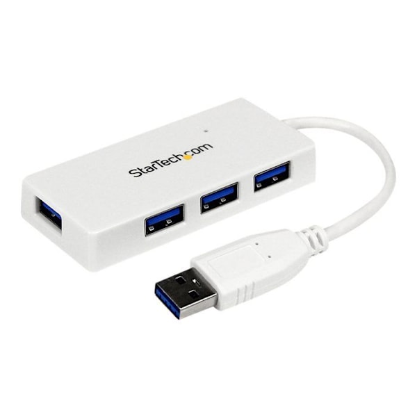 USB 3.0 Hub - StarTech - ST4300MINU3W - 4 porttia - Integroitu kaapeli - Valkoinen