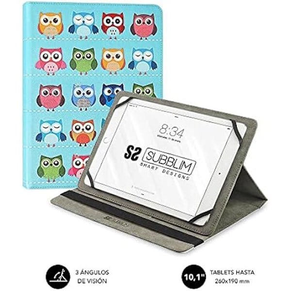 SUBBLIM Universal taske til Owls Tablet fra 9,6" til 11" tommer, elastisk rem lukning, tre synsvinkler, system