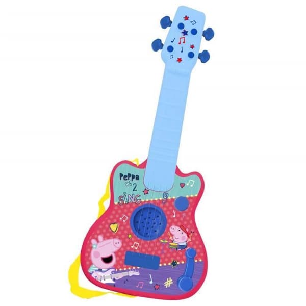 Gitarr - Peppa Pig - Peppa Pig modell - Blå färg - Rosa färg - Klassisk gitarr Ros