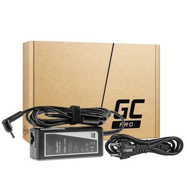 Lader Green Cell PRO 65W 19V 3.42A til Asus F553 F553M F553MA R540L R540S X540S X553 X553M X553MA ZenBook UX303L Strømforsyning Sort
