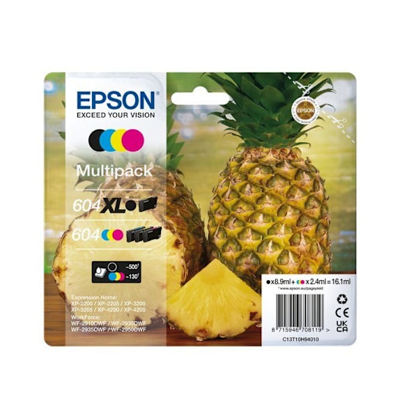 Mustepatruuna - EPSON - 604XL - Monipakkaus - Musta, Syana, Magenta, Keltainen - Korkea tuottavuus