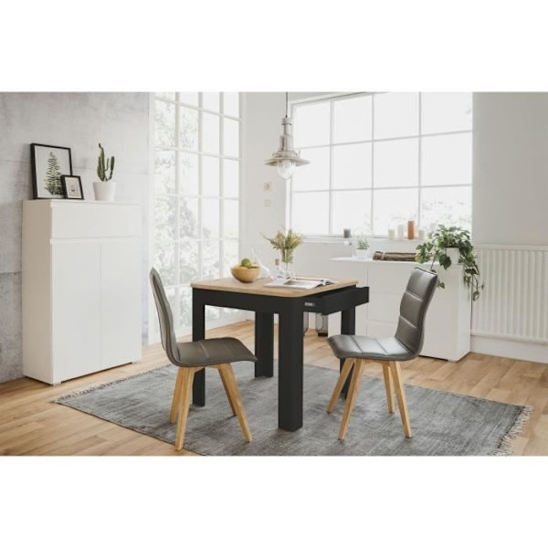 Tabel OSLO - Rektangulær - 4 personer - 80 x 77 x 80 cm - Sort / Håndværks-eg svart / hantverkare ek
