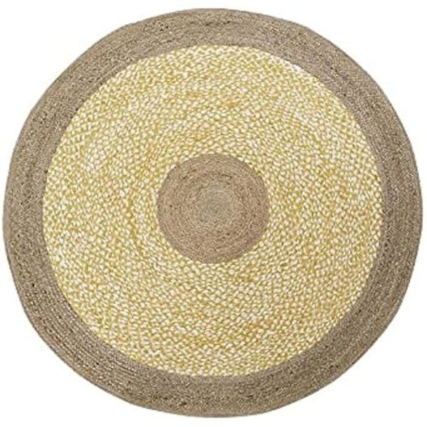 Tæppe - DKD Home Decor - Standard - Gul og hvid - Rundt - 200 x 200 cm gul och vit