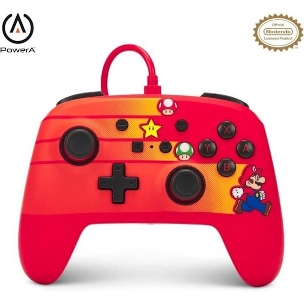 Kabelansluten handkontroll - POWER A - Nintendo Switch - Speedster Mario röd och blå