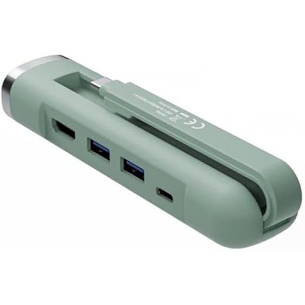 EWENT multi-protokol USB-C og USB-A hub - HDMI 4K ved 30Hz - 5 i 1 - Grøn