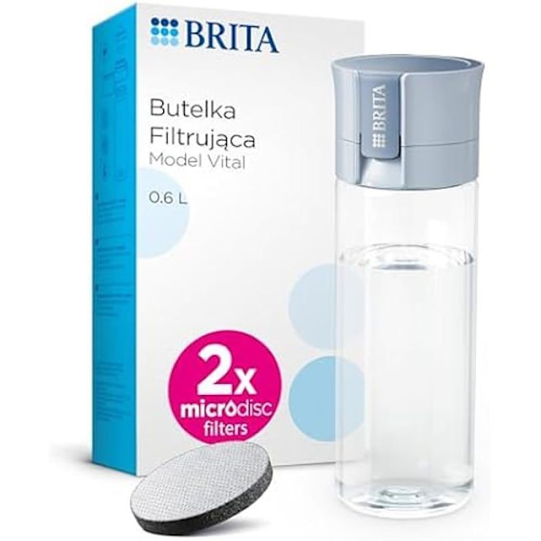 BRITA Vital suodatinpullo - Vaaleansininen - Suodattaa kloorin - Orgaaniset epäpuhtaudet Ljusblå