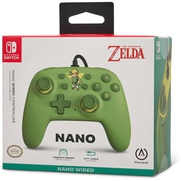 PowerA Nano Wired Controller til Nintendo Switch, Nintendo Switch OLED og Nintendo Switch Lite-model, Spiltilbehør, Controller
