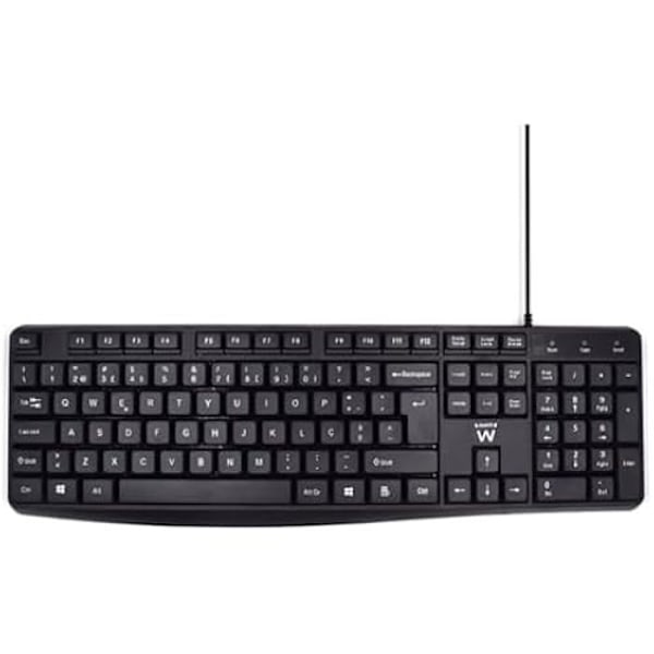 Tangentbord - EWENT - EW3002 - USB - Tyst - Stänksäker Svart