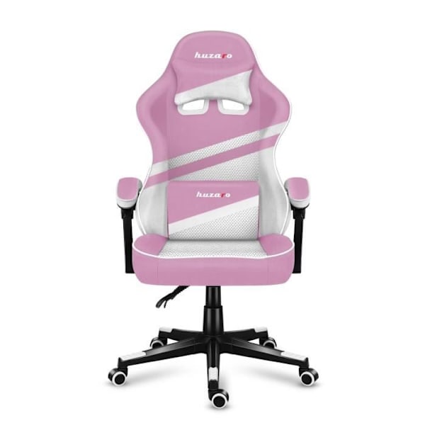 Pelaajatuoli - HUZARO - Force 4.4 - Vaaleanpunainen ja valkoinen - Ergonominen - Pehmustetut käsinojat rosa och vitt